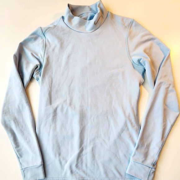 Nike Fit Dry Top Mock Turtleneck Womens Size Medium Light Blue Shirt Base Layer - Picture 1 of 6
